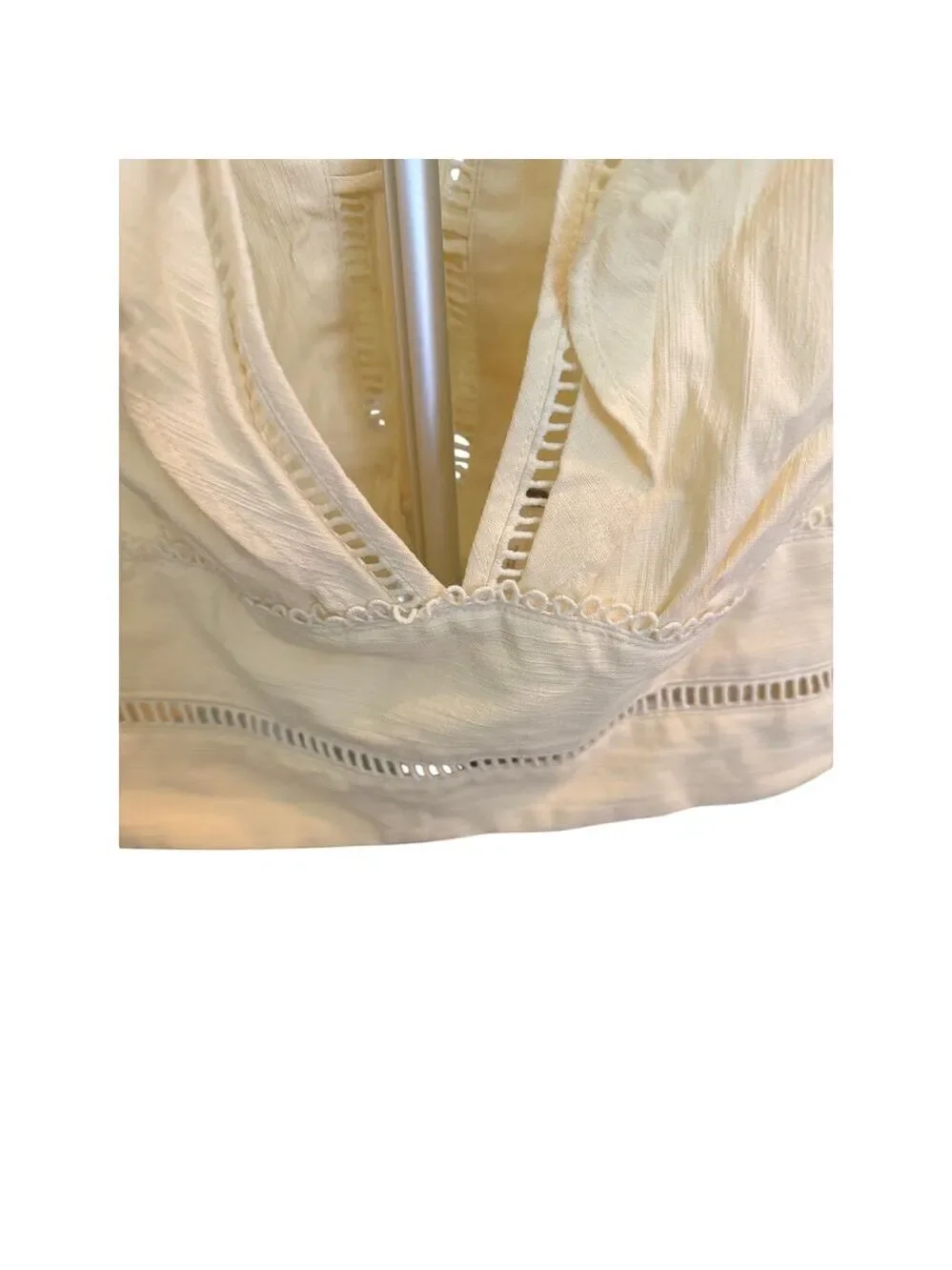 Free People Yellow Low V-Neck Front w/Ruffle Sleeves down to waist Top L